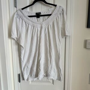 Lane Bryant White Blouse with Crochet Detail